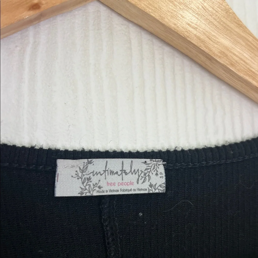 Free People - Intimately Keep It Basic Black Ribbed Soft Henley Blouse Small - Picture 8 of 10